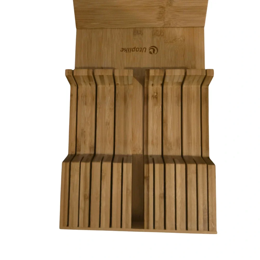 Utoplike Bamboo Knife Tray Holder- Knives Not Included New Open Box